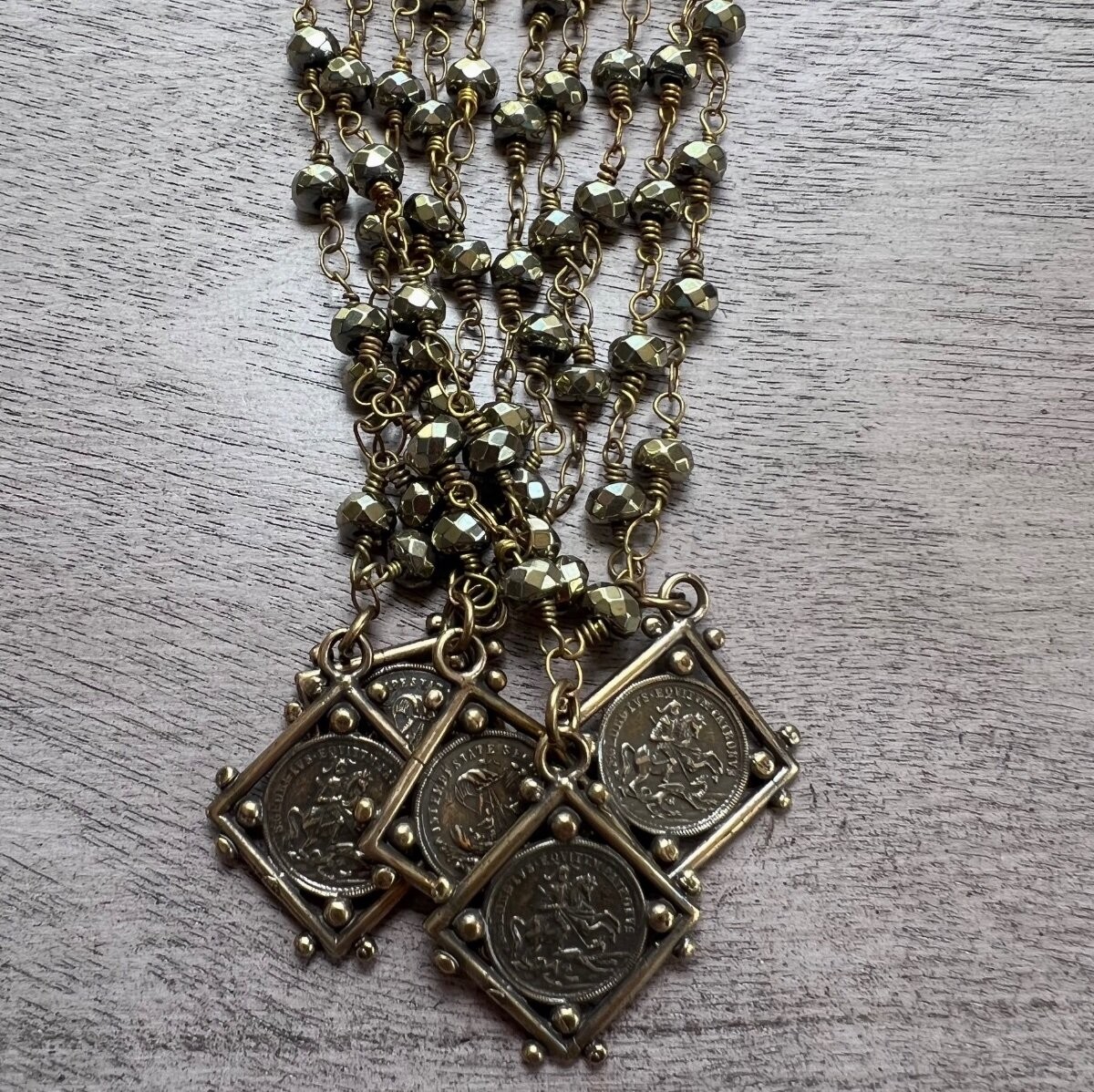 Virgin Saints & Angels VSA Inspired Necklace Saint George Protector Metal Rosary