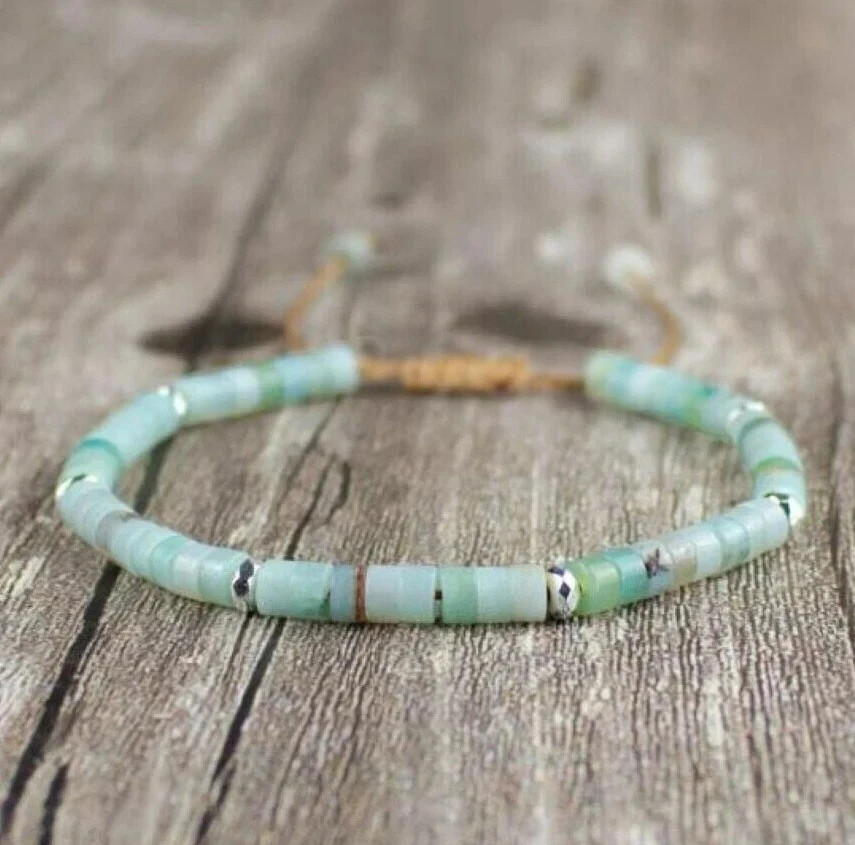 Natural Amazonite 4mm Beads Gemstone Minimalist Healing Crystal Bracelet Gift