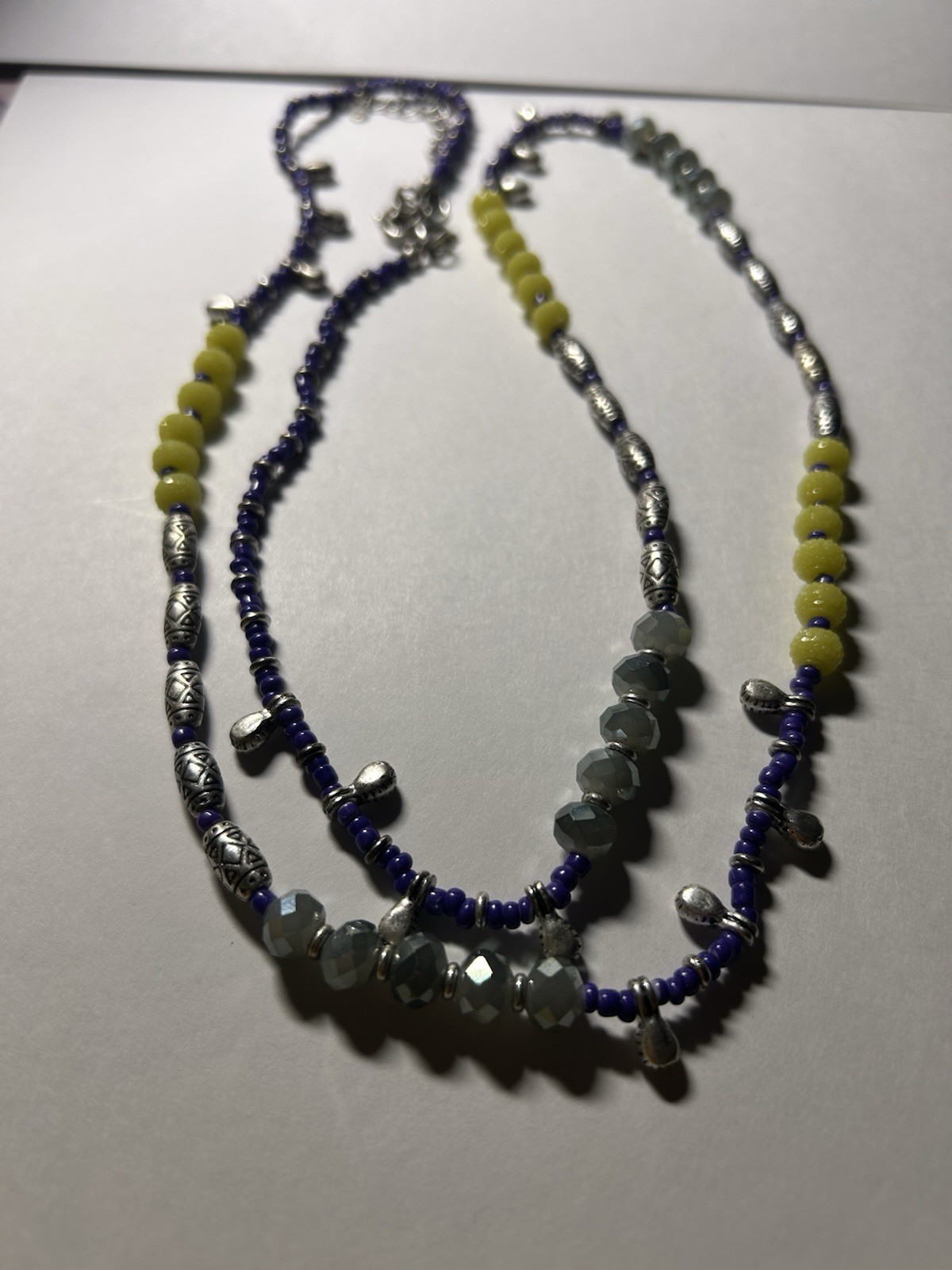 Premier Designs Beaded Necklace Silver Tone Chain Adjustable Clasp Extension