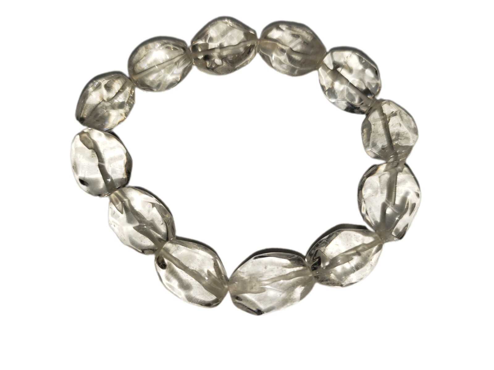 Faceted Large Crystal Quartz Bead Stretch Bracelet Beautiful 2mm x 1.5mm Beads
