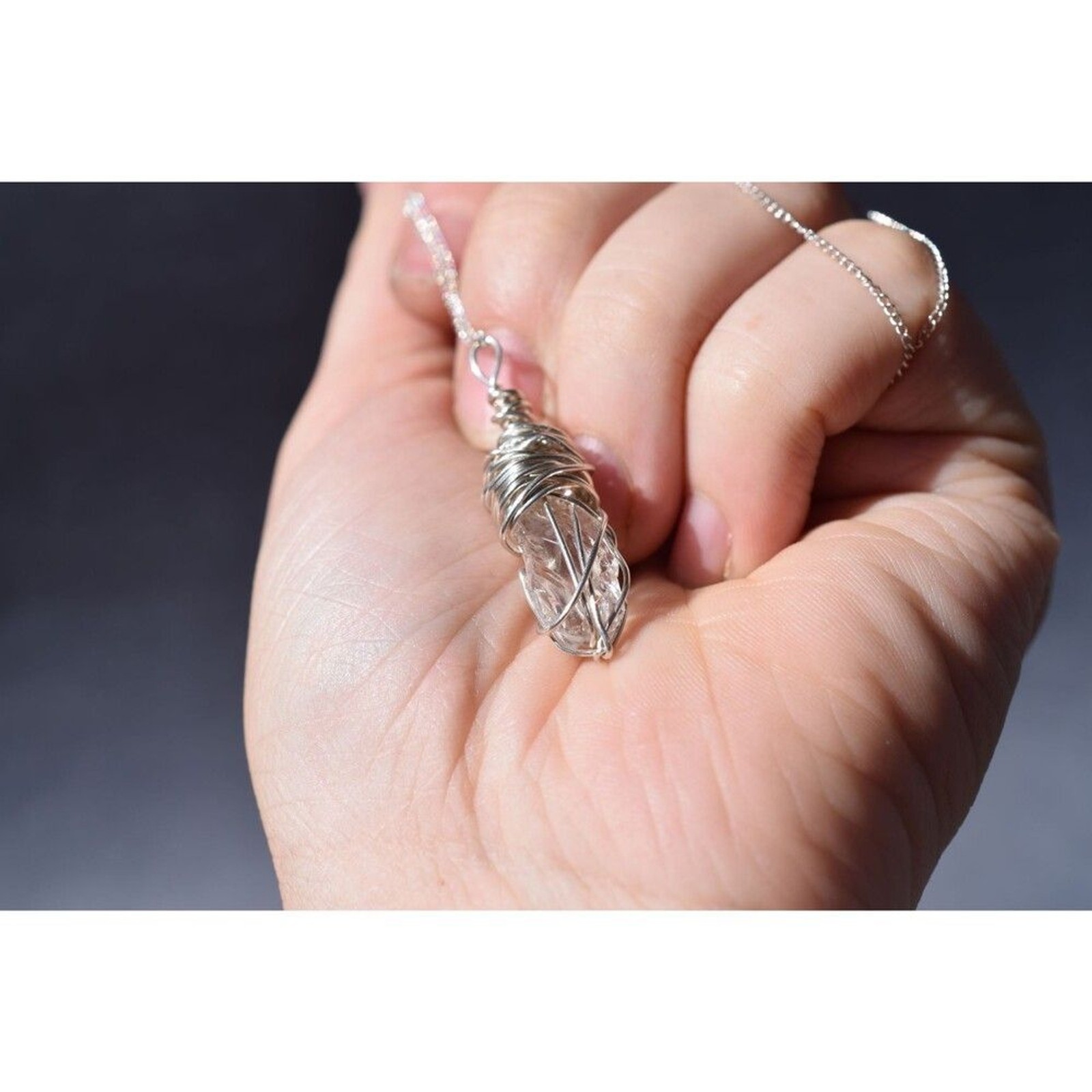 Sterling Silver Raw Diamond Necklace, Rough Diamond Necklace, Uncut Diamond Neck