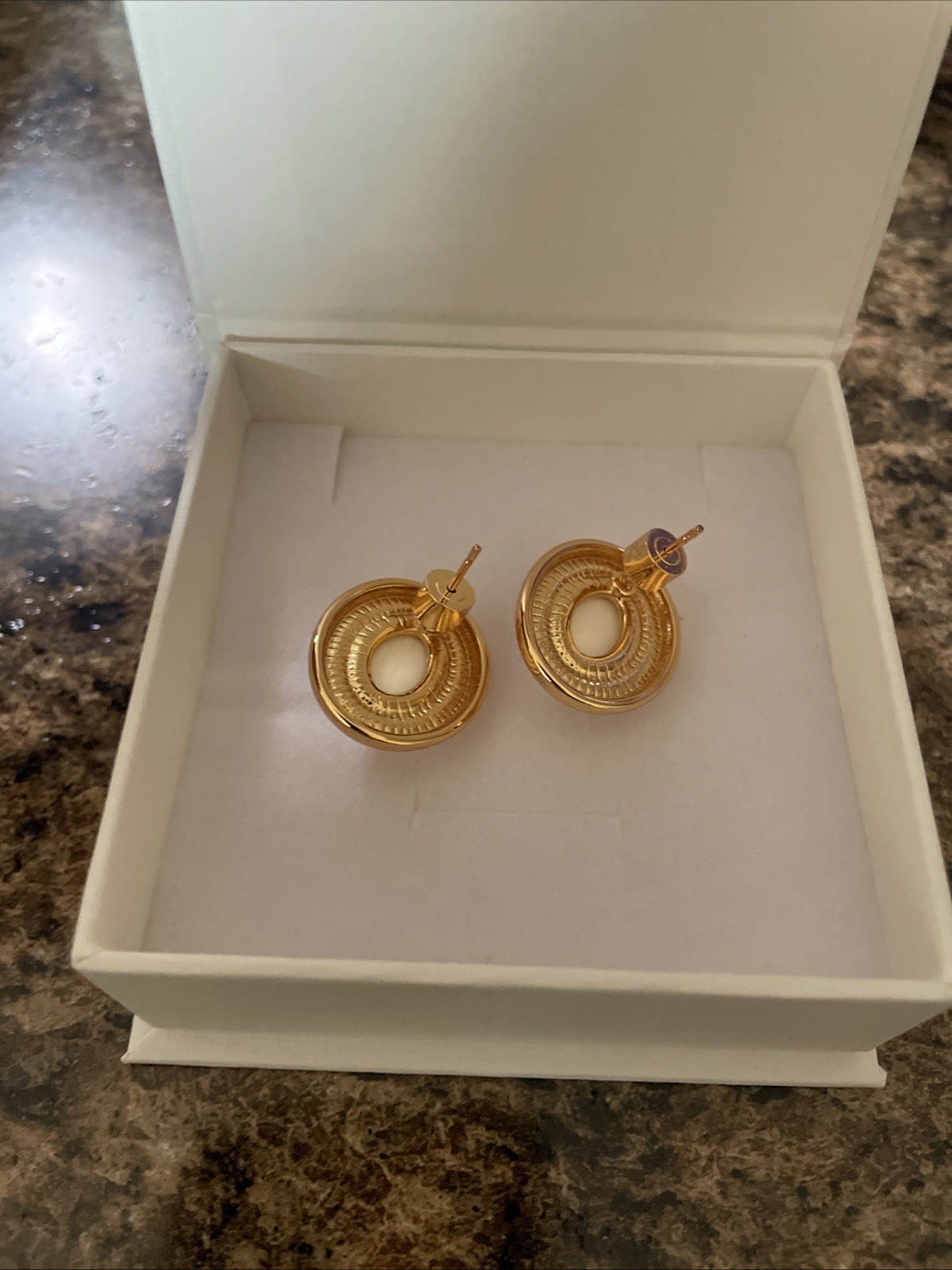 NEW 18K GOLD PVD PLATED STAINLESS STEEL WITH SOFT CREAM ENAMEL