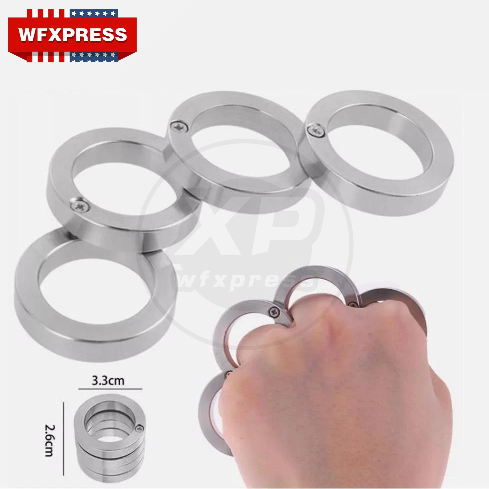 4x Outdoor Rotatable Folding Ring Clasp Ring For Hiking Men Stainless Steel