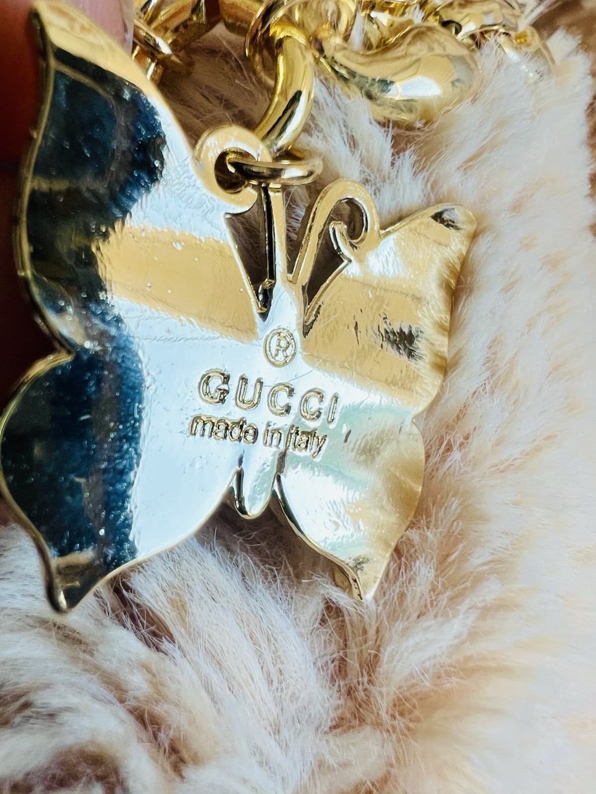 Upcycled Gucci Butterfly Zipper Pull On Unbranded Chain