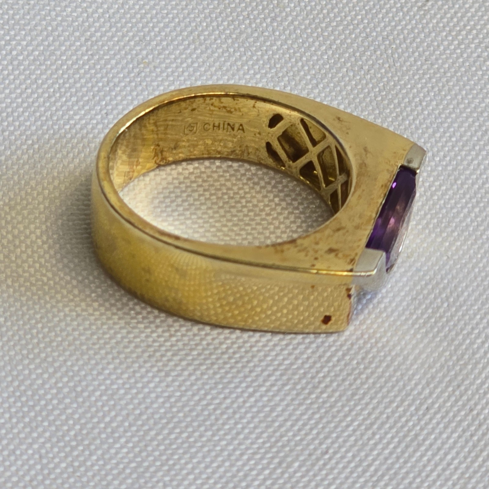 Sterling Silver Gold Vermeil Ring 9.61g Jewelry Size 10 Amethyst Color *READ*