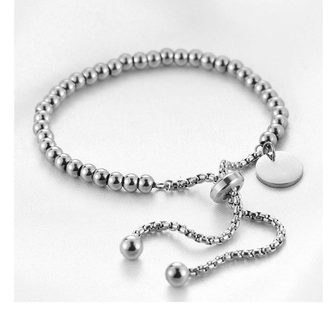 Bracelet Stainless Steel Ball Chain Bolo Adjustable Round Dangle Charm Bracelet