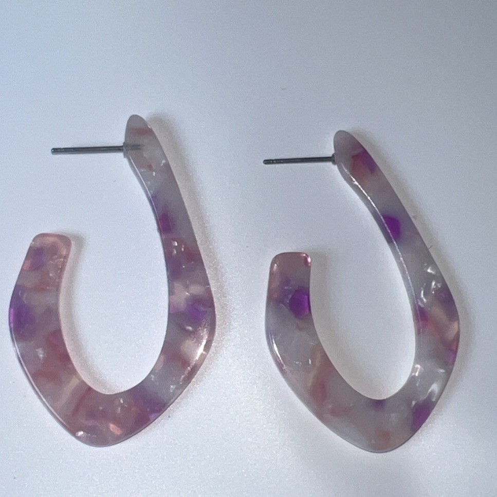 10 Pairs Resin Acrylic Statement Earrings Hoop Circle Oval Marbled Mixed Lot