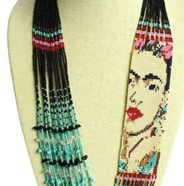Handmade Necklace Seed Bead Boho American Style Nativ Beaded Multi Strand