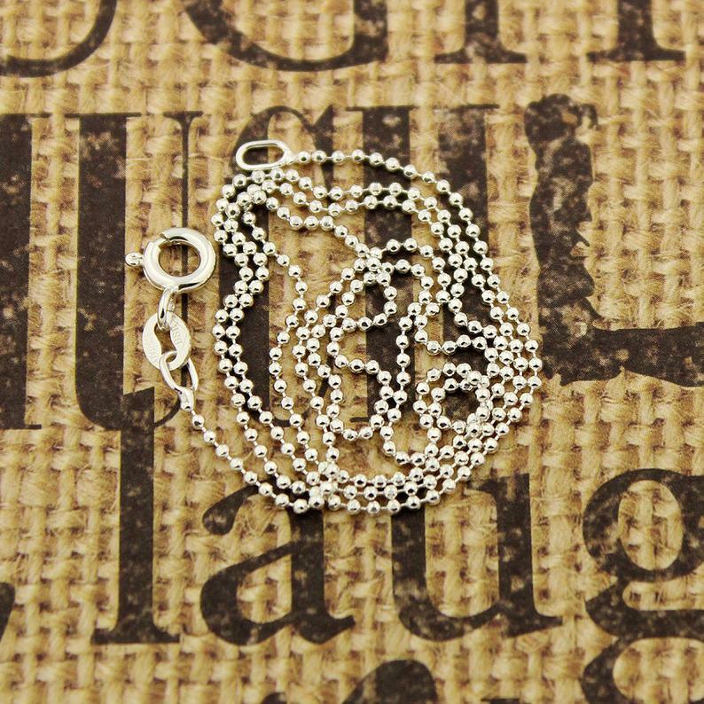 Sterling Silver 925 Diamond Cut Bead Chain 1.2 mm Italian Chain Necklace Z02