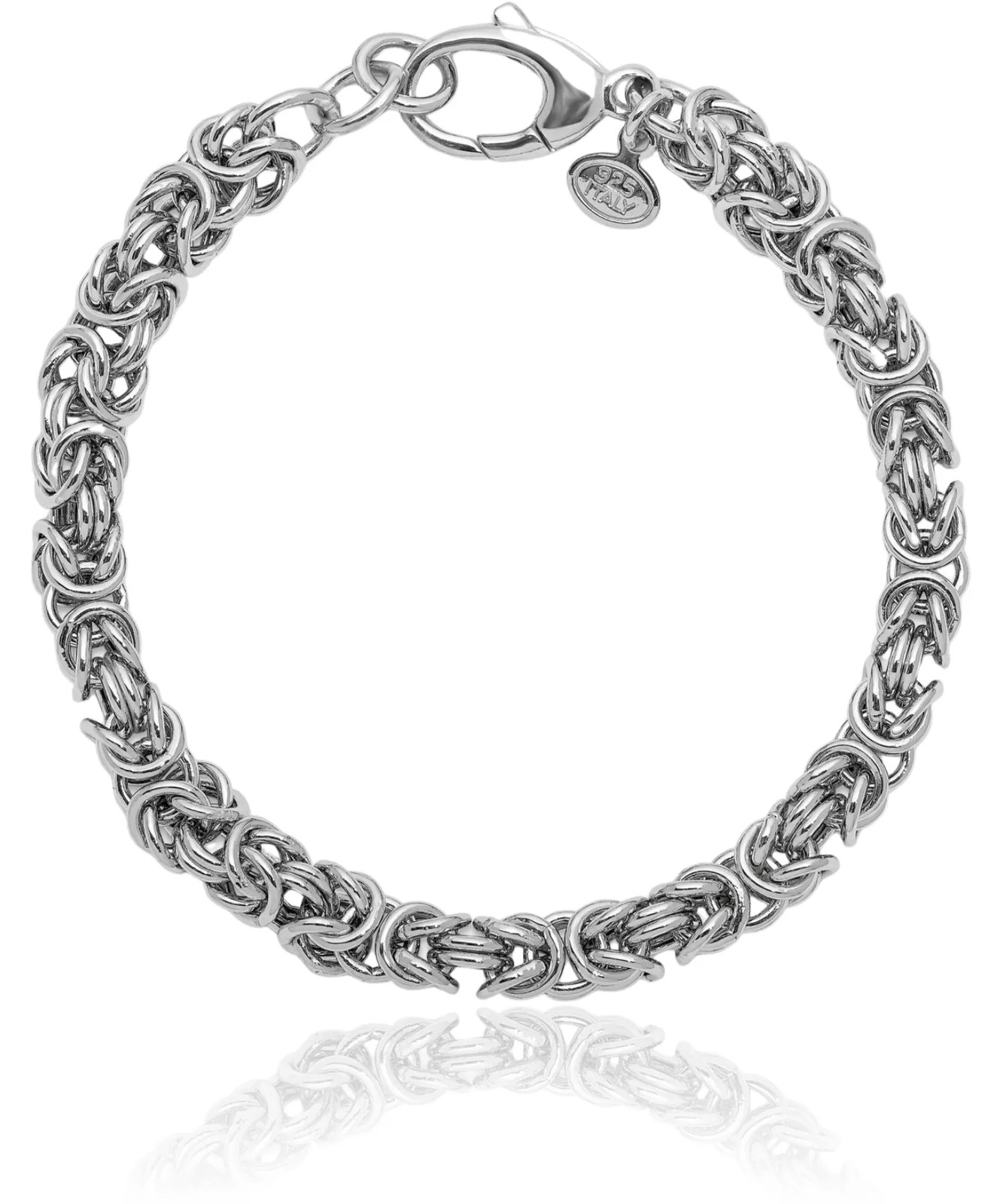 925 Sterling Silver Byzantine Link Chain Bracelet