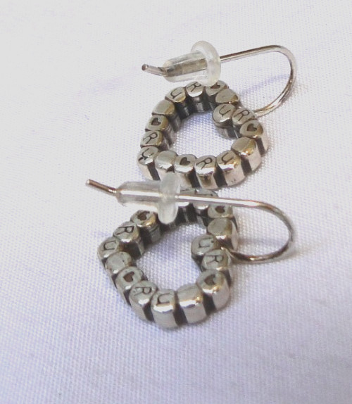 Brighton UR Loved Silver & Crystal Open Heart Wire Earrings