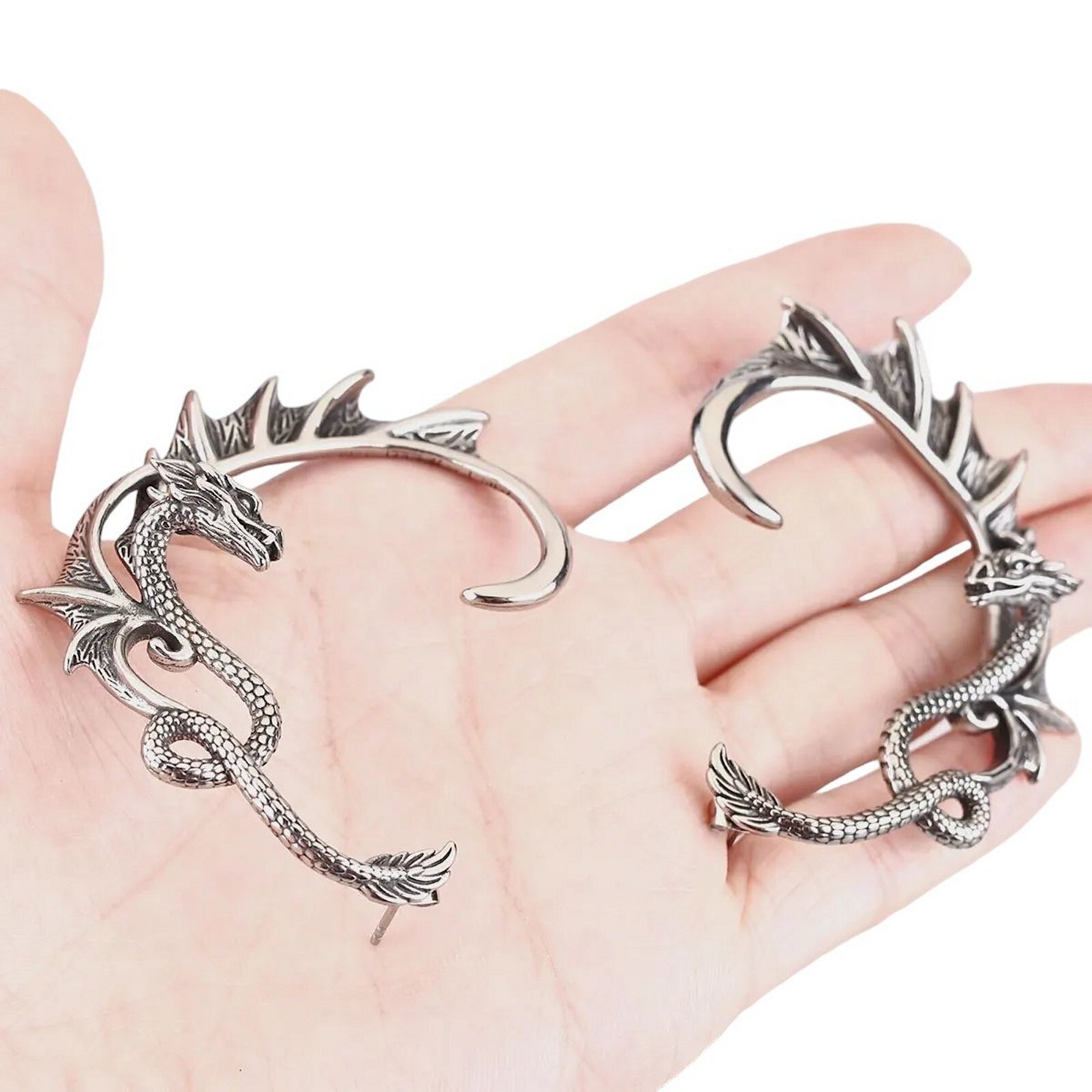 Wrap Around Dragon Post Earring 316L Stainless Steel Above Ear Crawler Climber
