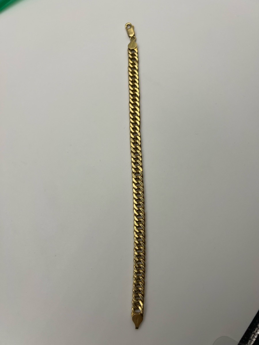 10K Double Curb Link Bracelet 8.5″ Yellow Gold 12.8G Width 7.8mm (TDW042029)