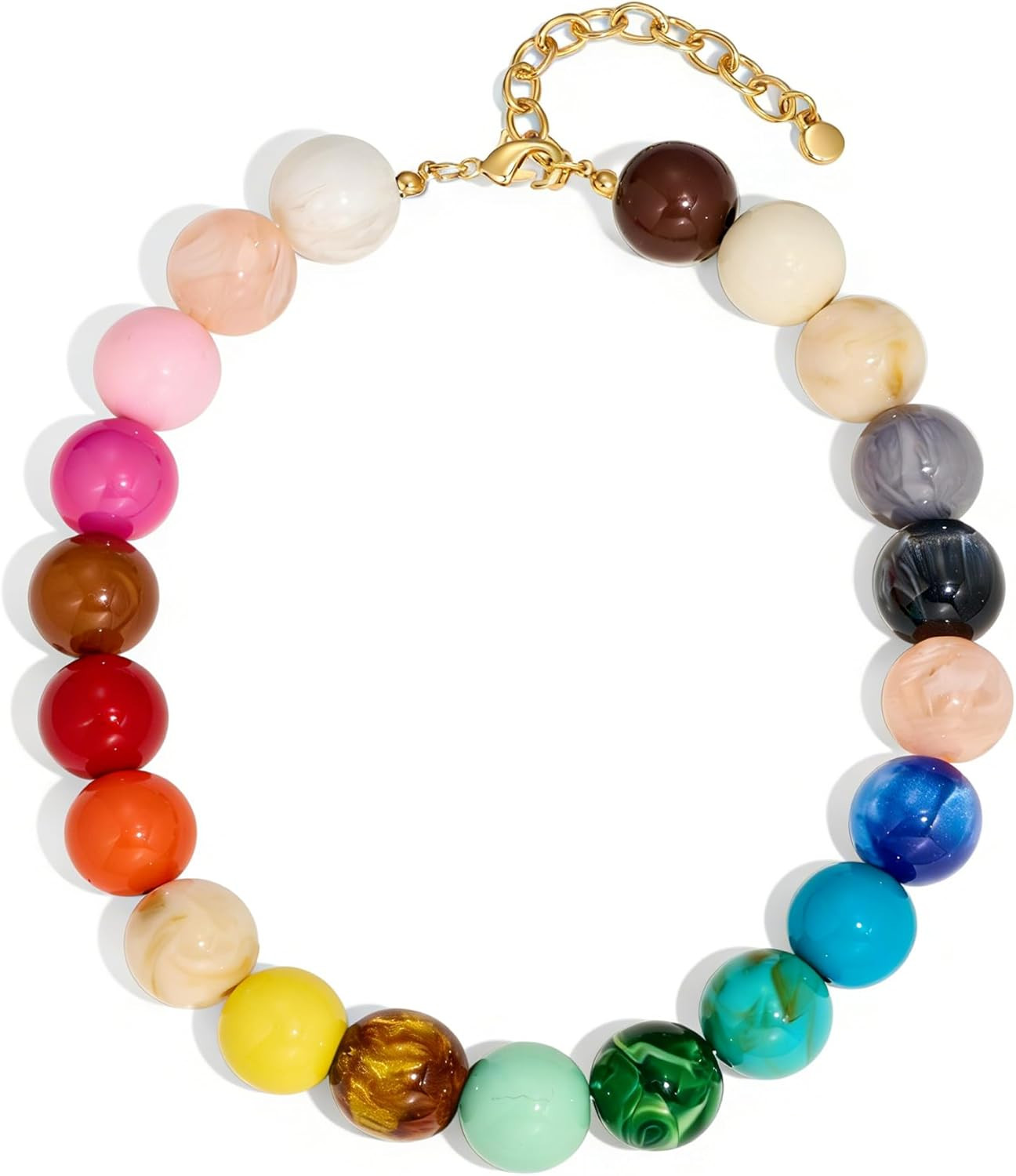 Colorful Chunky Necklaces for Women 20MM Large Oversized Resin Beaded Necklace B