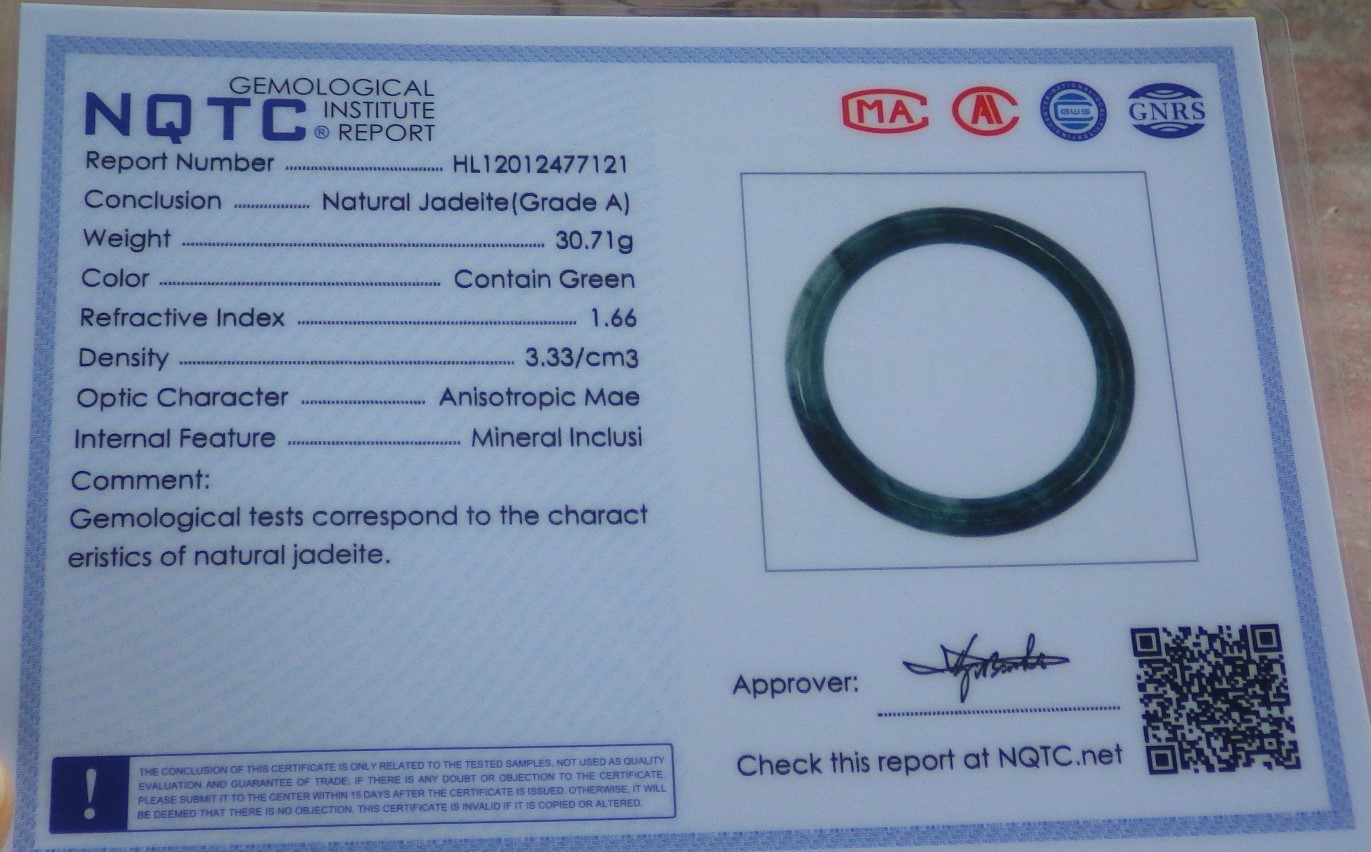 Video Certified Green Natural JADE JADEITE Circle Bangle Bracelet 53mm 420320 VS