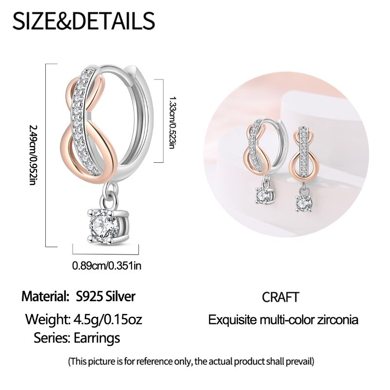 KUNSIR Sterling Silver Minimalist Infinity Hoop Earrings Women CZ Drop Earrings