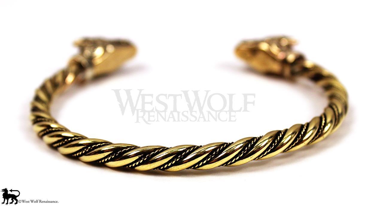 Viking Fenrir Wolf Bracelet/Torc/Torque — Norse/Medieval/Jewelry/Skyrim/Gold