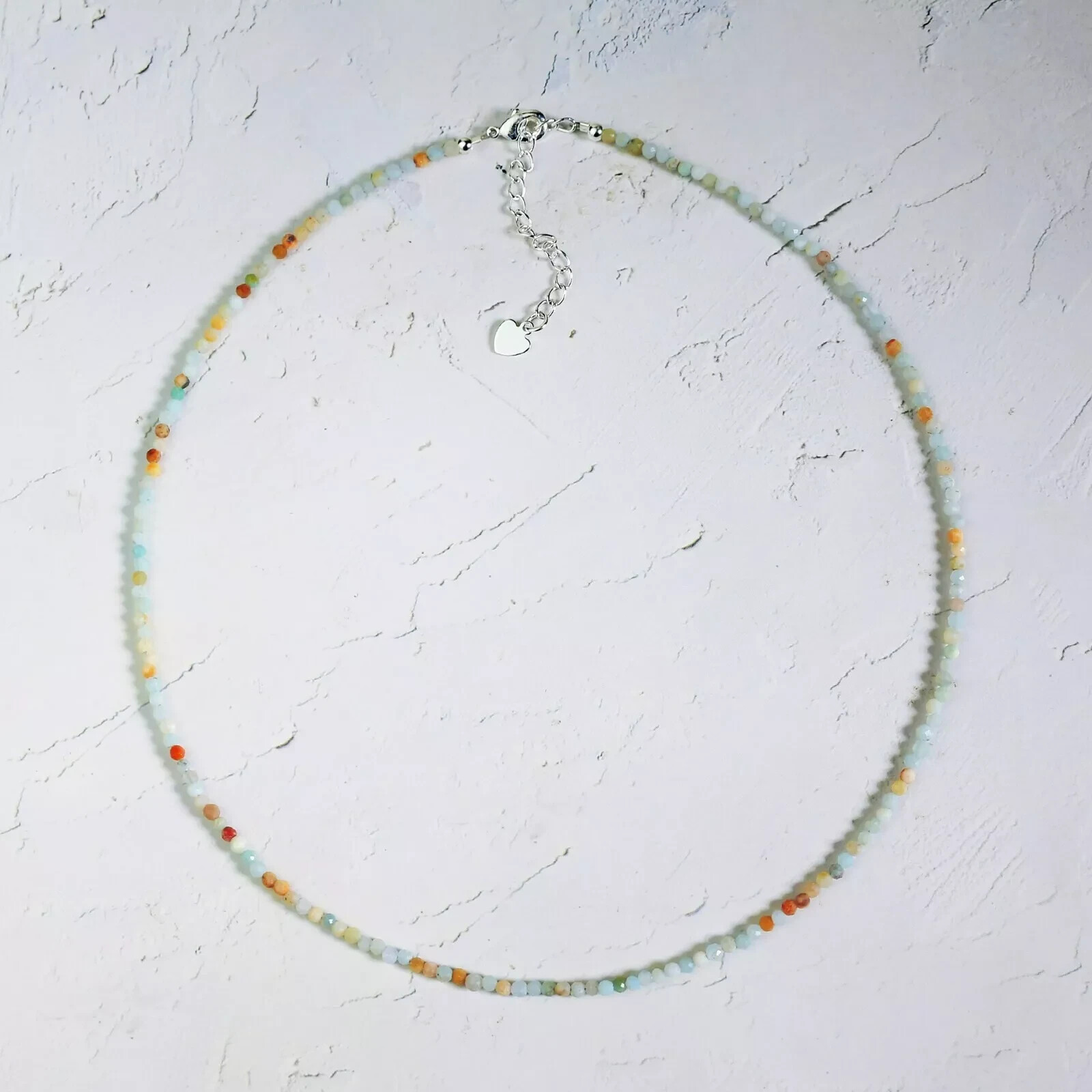 Natural Amazonite 2mm Beads Choker Healing Crystal Dainty Women Necklace Gift