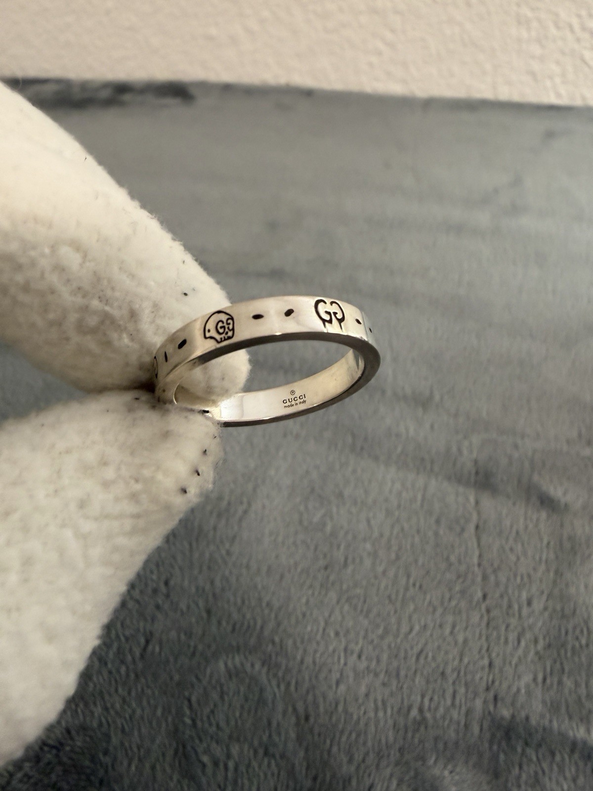 Brand New Gucci Ghost Sterling Silver 925 Costume Ring Size 19 (US 8.75)