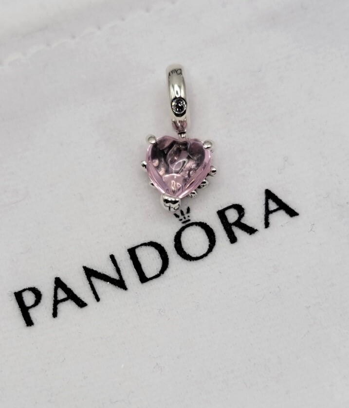 Authentic Pandora Pink Family Tree and Heart Dangle Charm #792654C01 B64