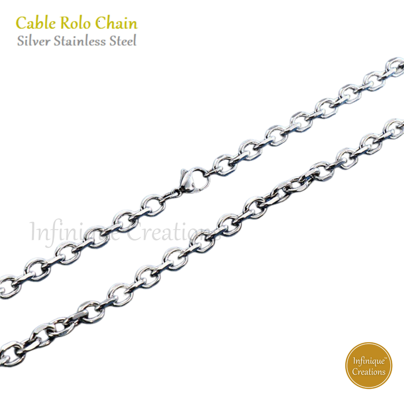 Stainless Steel Silver Cable Rolo Link Chain Necklace Men Women 1.5mm-8mm 7-38″
