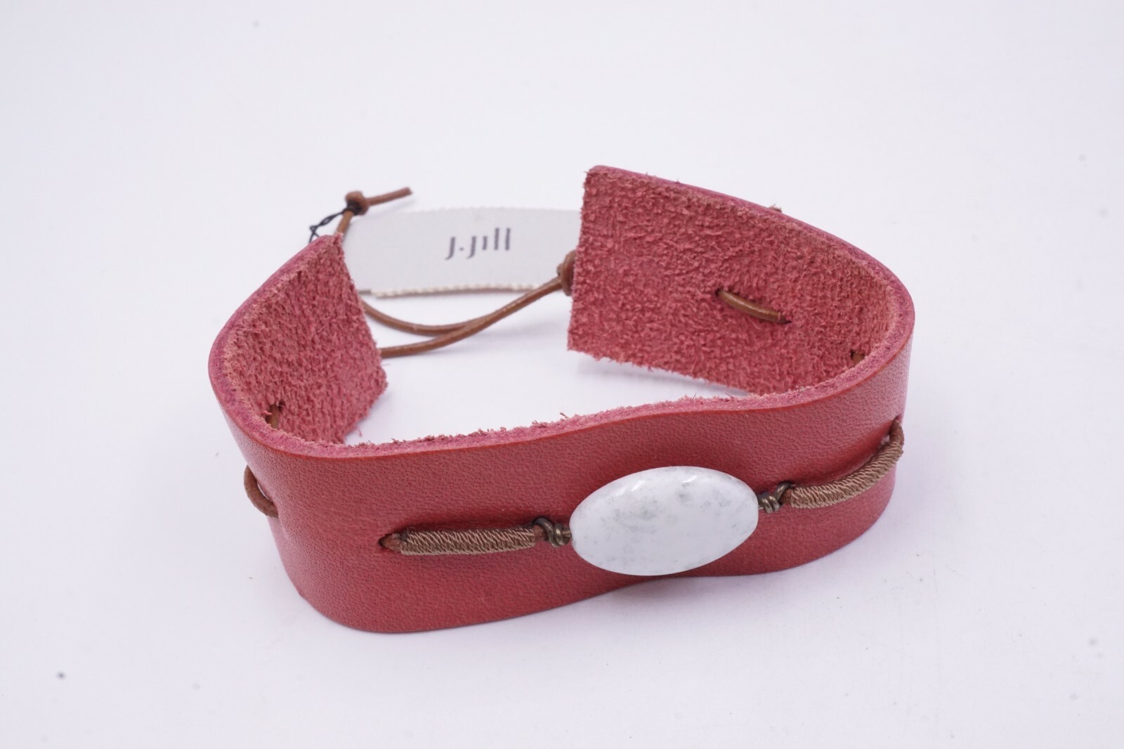 J JILL Pink Leather & White Stone NEW WITH TAG Bracelet Fit a 6”- 7 1/2” Wrist