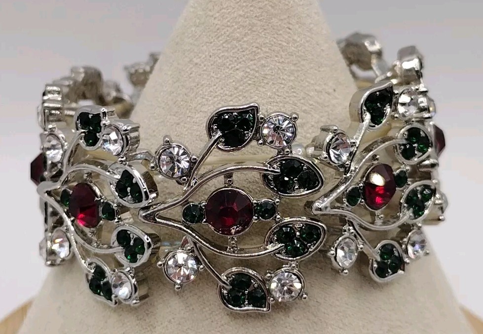 The Danbury Mint Stretch Bracelet ~ The Cherry Blossom ~ Pink, Purple & White