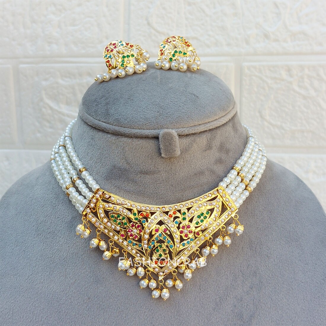 Indian Bollywood Style Simi Jadau Set Multicolor