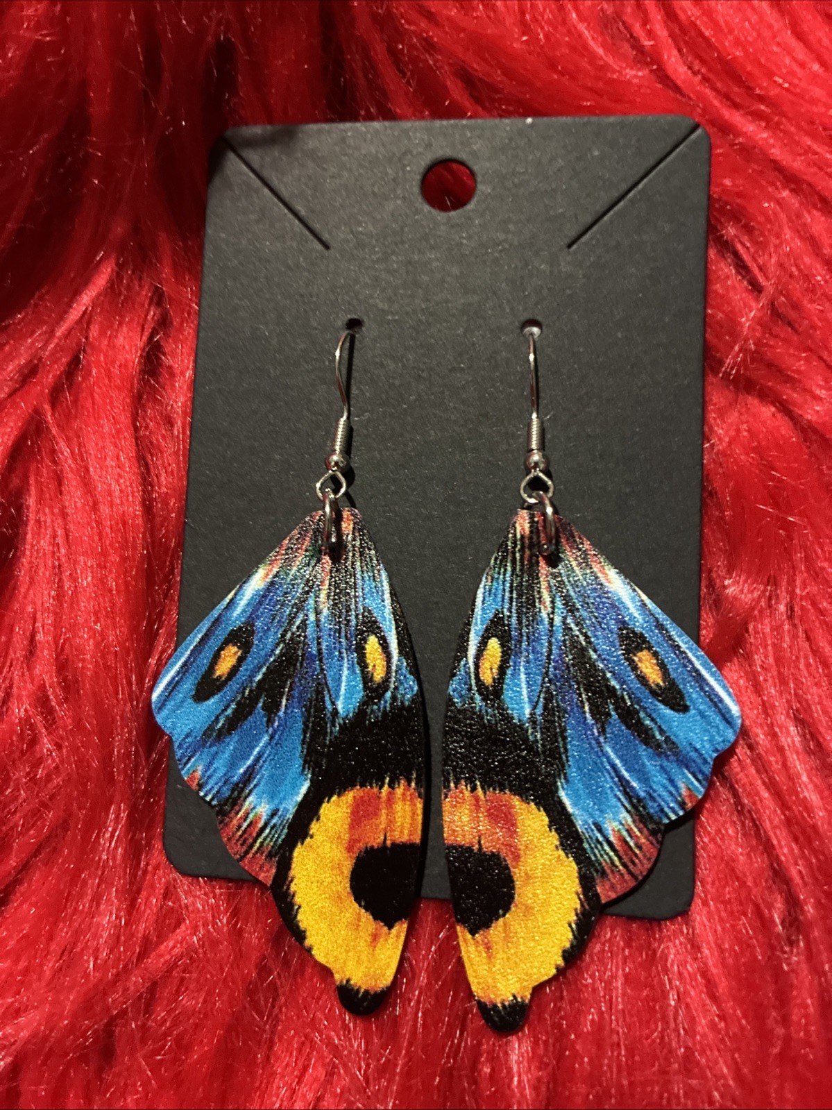 Women’s Colorful Butterfly Wing Shaped Light Weight Earrings Large, Dangely