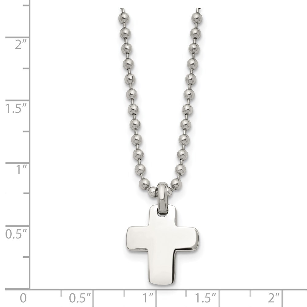 Chisel Unisex Necklace Stainless Steel and Polished Cross Beaded Themed, 20 inch