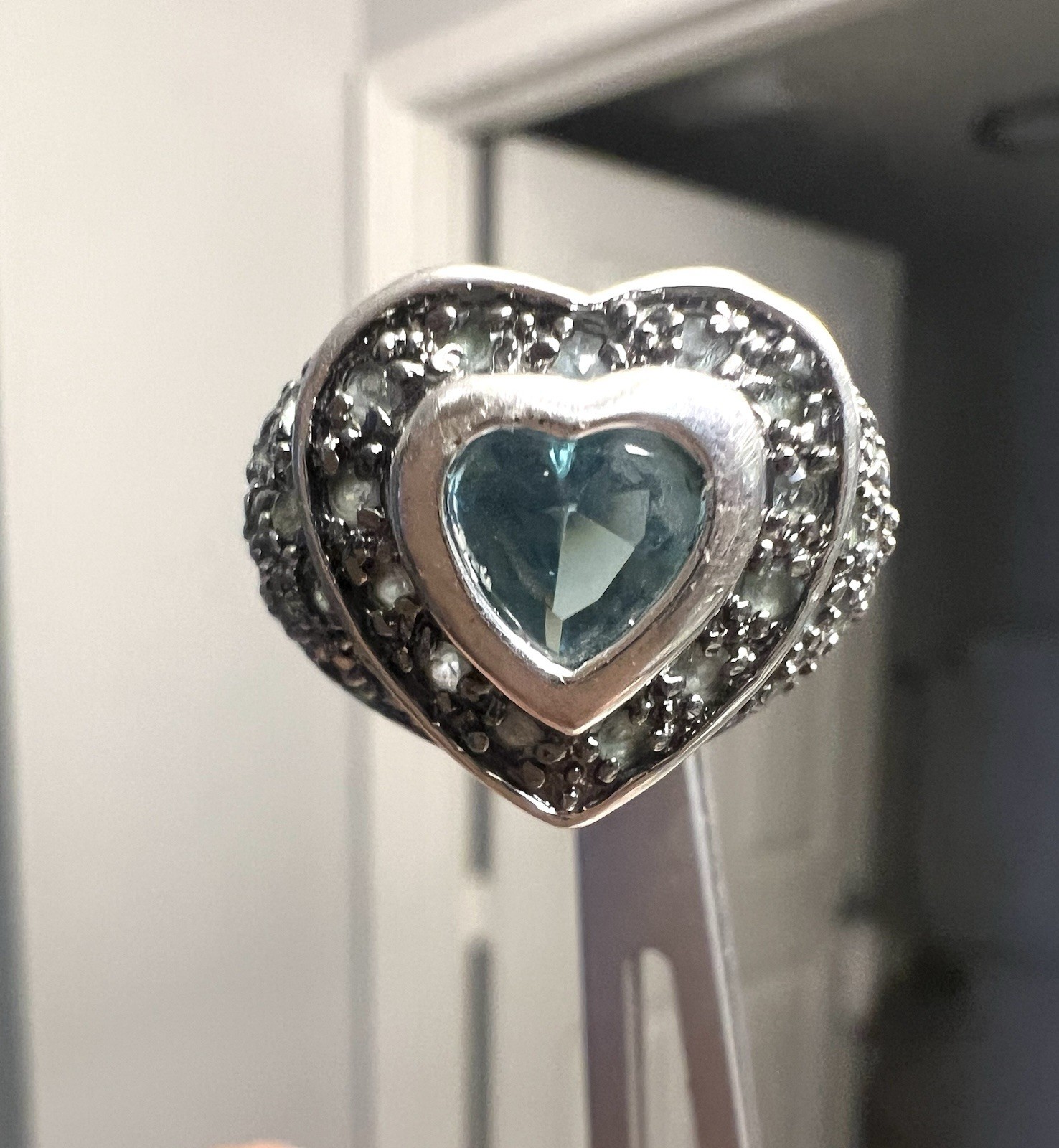 925 Silver Heart Ring 8.5 Grams Size 7 Cocktail Statement Ring Vintage Estate