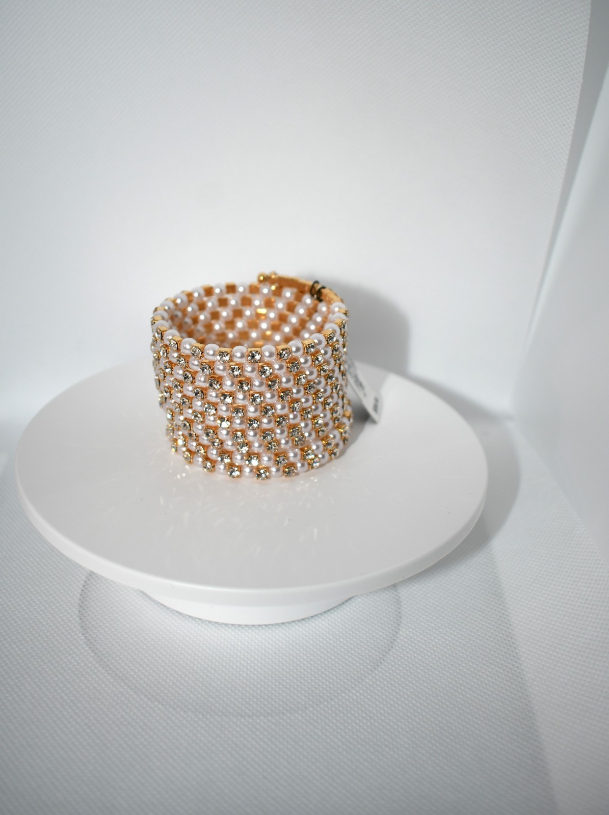 Cezanne Gold Coiled Pearl & CZ Slip On Bracelet #MRB34625GLD NWT