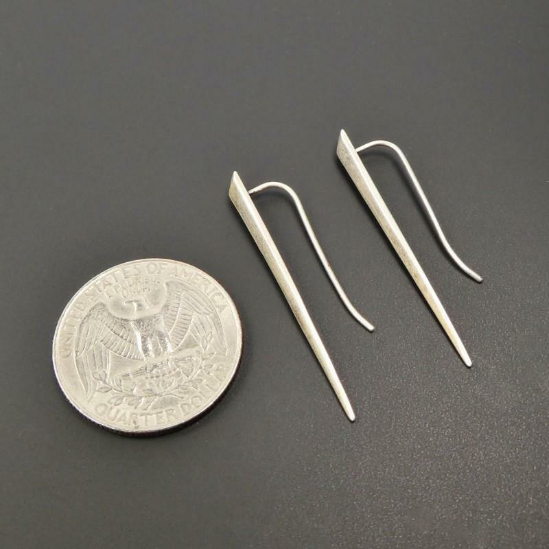 Handmade Sterling Silver Long Pointed 3D Spike Earrings Ear Crawler Climbers
