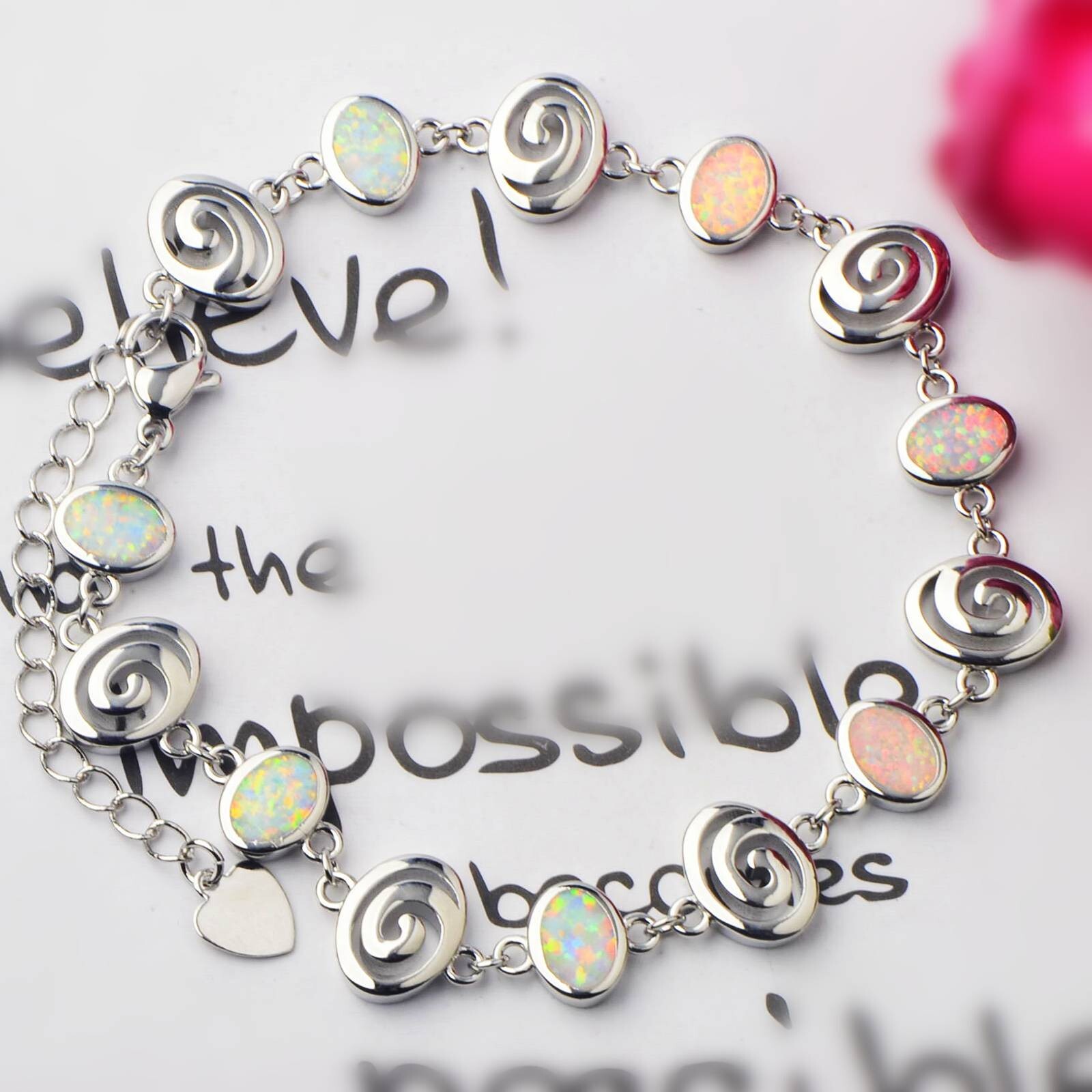 Hawaii White Opal Vortex Bracelet 925 Sterling Sliver Jewelry For Women Girls