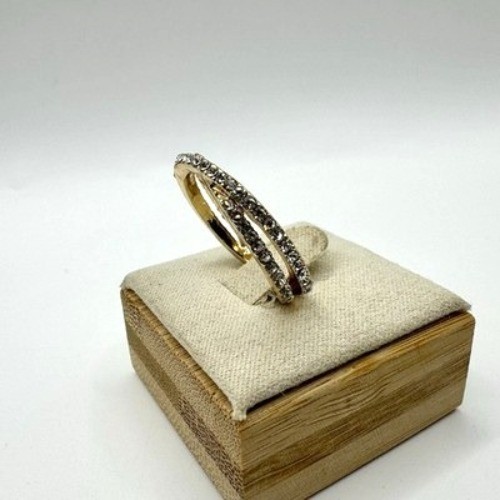 Rhinestone Band Ring Elegant Double Row Size 8.5