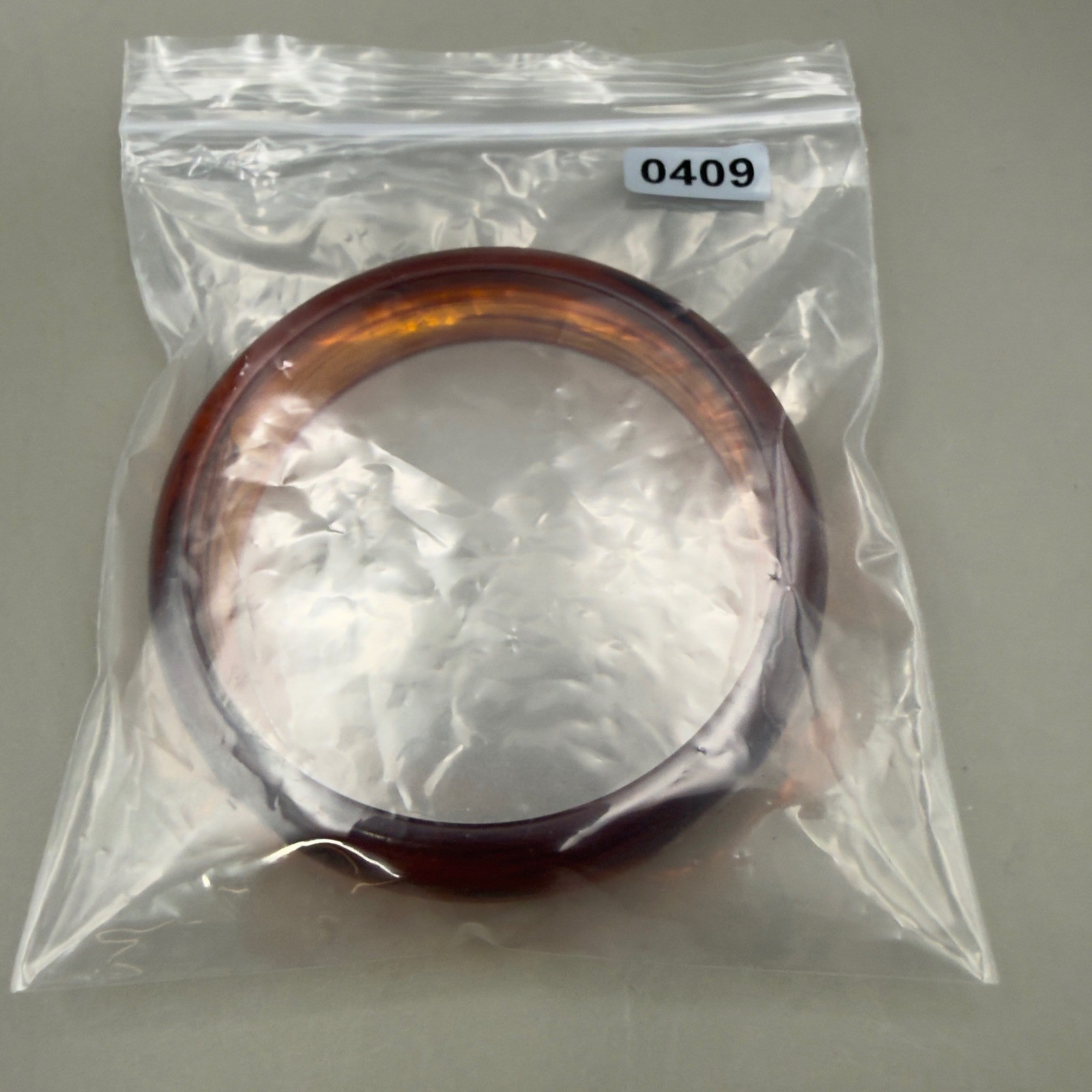 Faux Tortoise Shell Bangle Bracelet Amber Brown Resin Acrylic Domed Slip On
