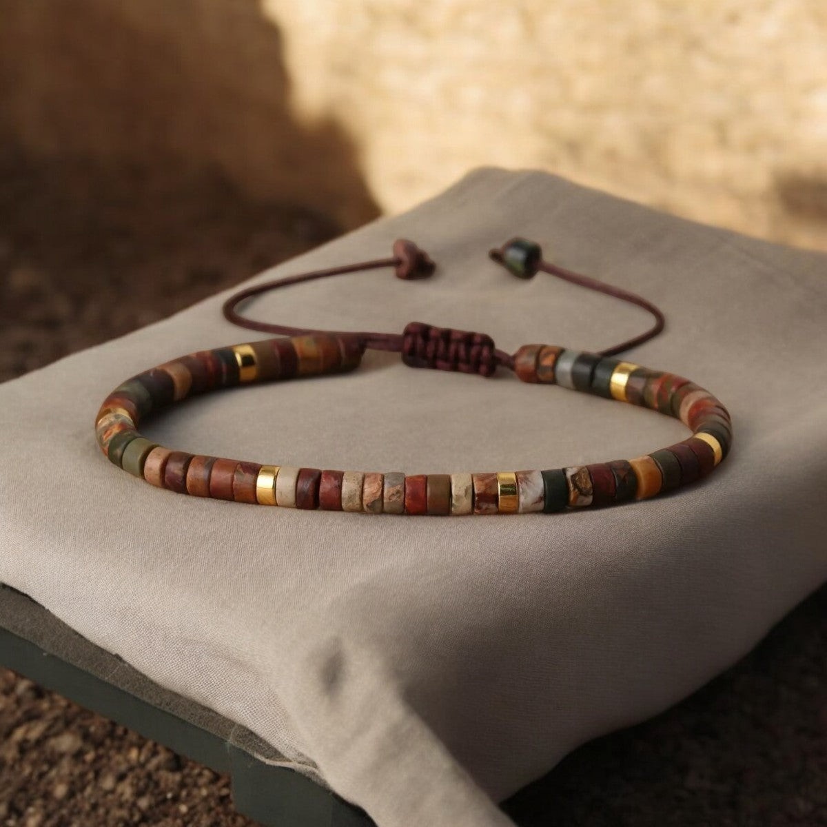 Natural Red Creek Jasper Dainty Bracelet 4mm Picasso Jasper Healing Jewelry