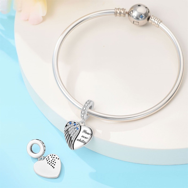 KUNSIR Sterling Silver Loyal Guardian Heart Pendant Charms For Bracelet Necklace