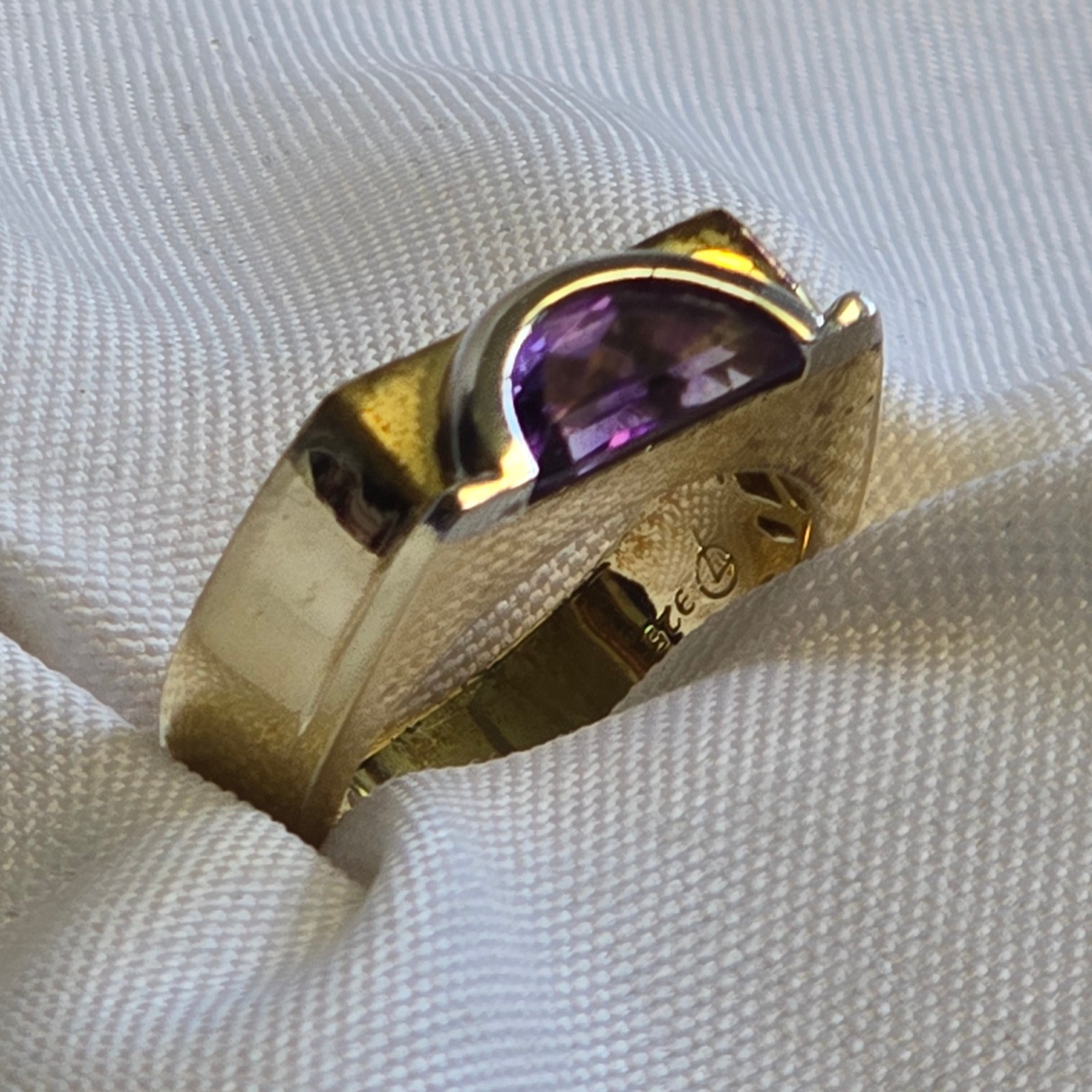 Sterling Silver Gold Vermeil Ring 9.61g Jewelry Size 10 Amethyst Color *READ*