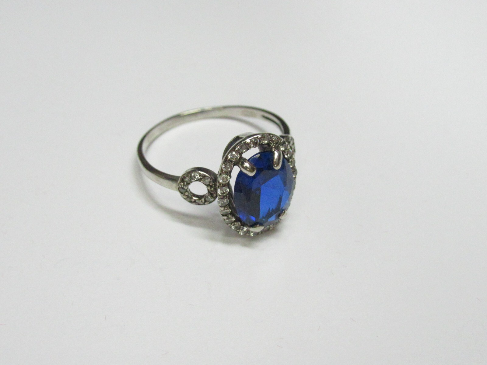 Women’s 925 sterling silver ring, sapphire, cubic zirconia, 2,1 gr, size 8,5