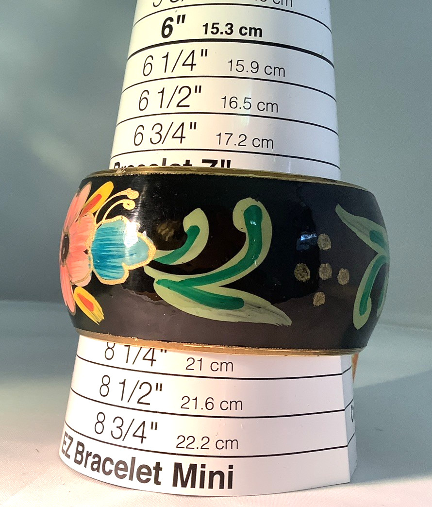 Antika Collection Hand Painted Bracelet Made In India Floral Design Enamel Brass