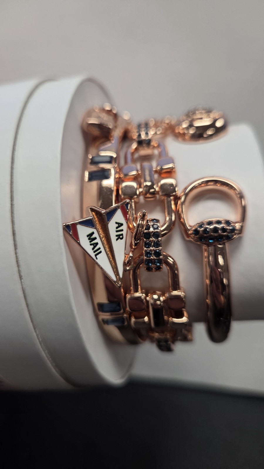 BP Summer Stacks 2026 Stackable Rose Gold Tone Link Charm Bracelet Set, Travel