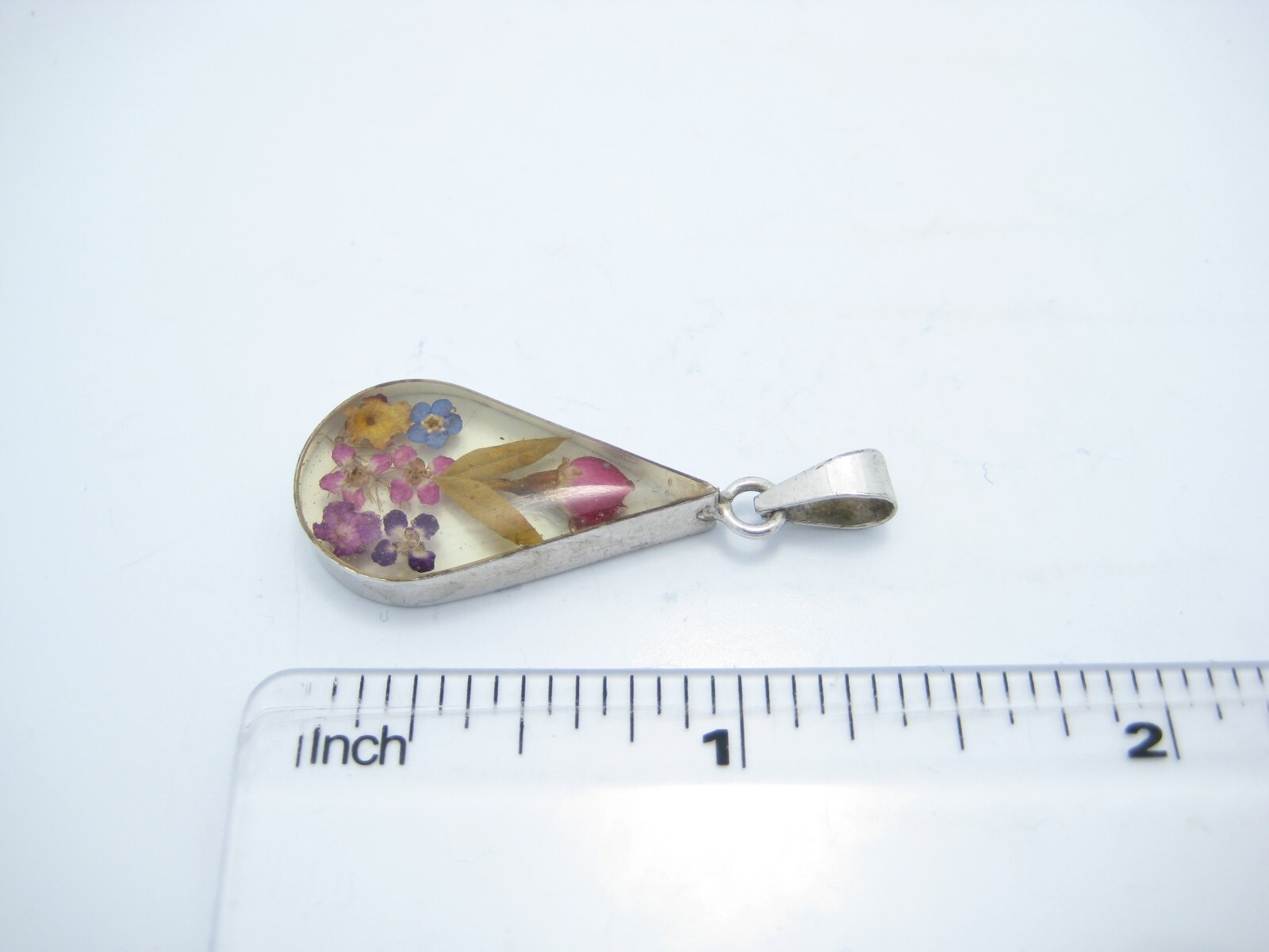 ATI Sterling Silver Resin Flower Pendant Or Charm
