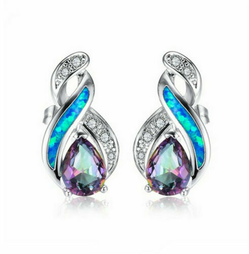 Rainbow Mystical Fire Topaz 925 Sterling Silver New Fashion Charms Stud Earrings