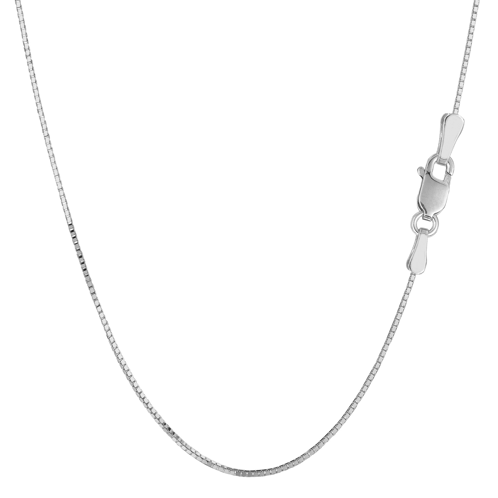 Sterling Silver Rhodium Plated Box Chain Necklace, 0.9mm, 24″