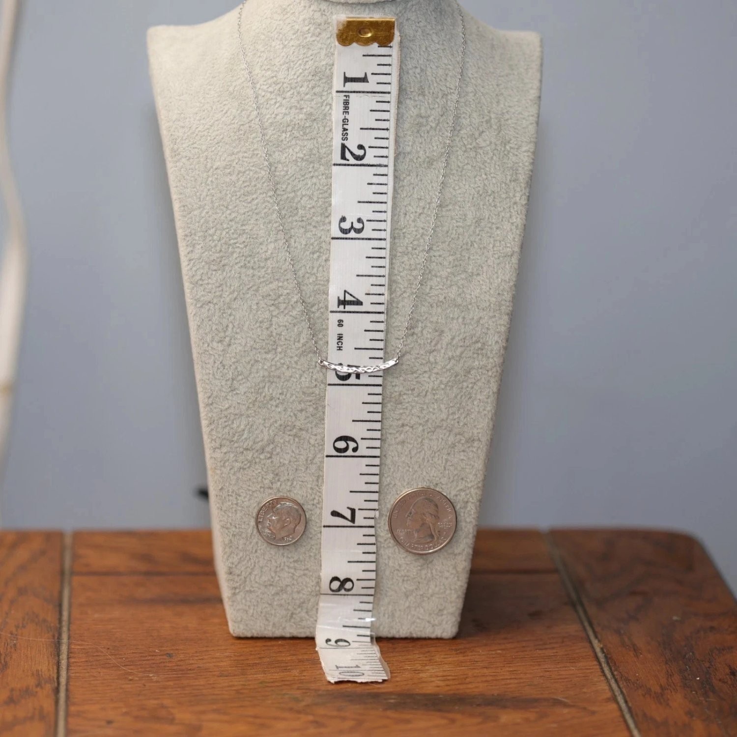 Ati Sterling Silver Hammered Curved Bar Necklace 925 China 18 Inch Minimalist