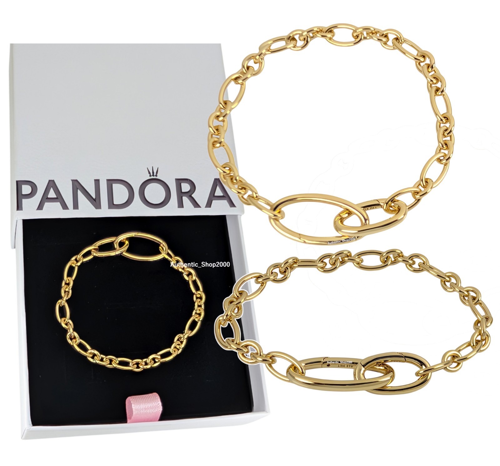 NEW 100% Authentic PANDORA 14k Gold Openable Oval Link Chain Bracelet 564678C00