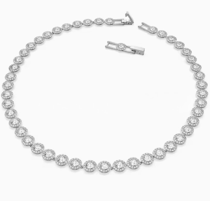 Swarovski Una Angelic Tennis Necklace – Clear Crystal Silver Chain Gift +box US