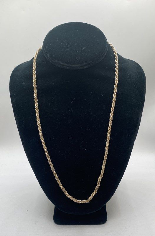 Sterling Silver 925 Two-Tone Gold Vermeil Rope Chain Necklace 24″ 3.5mm 22.3g