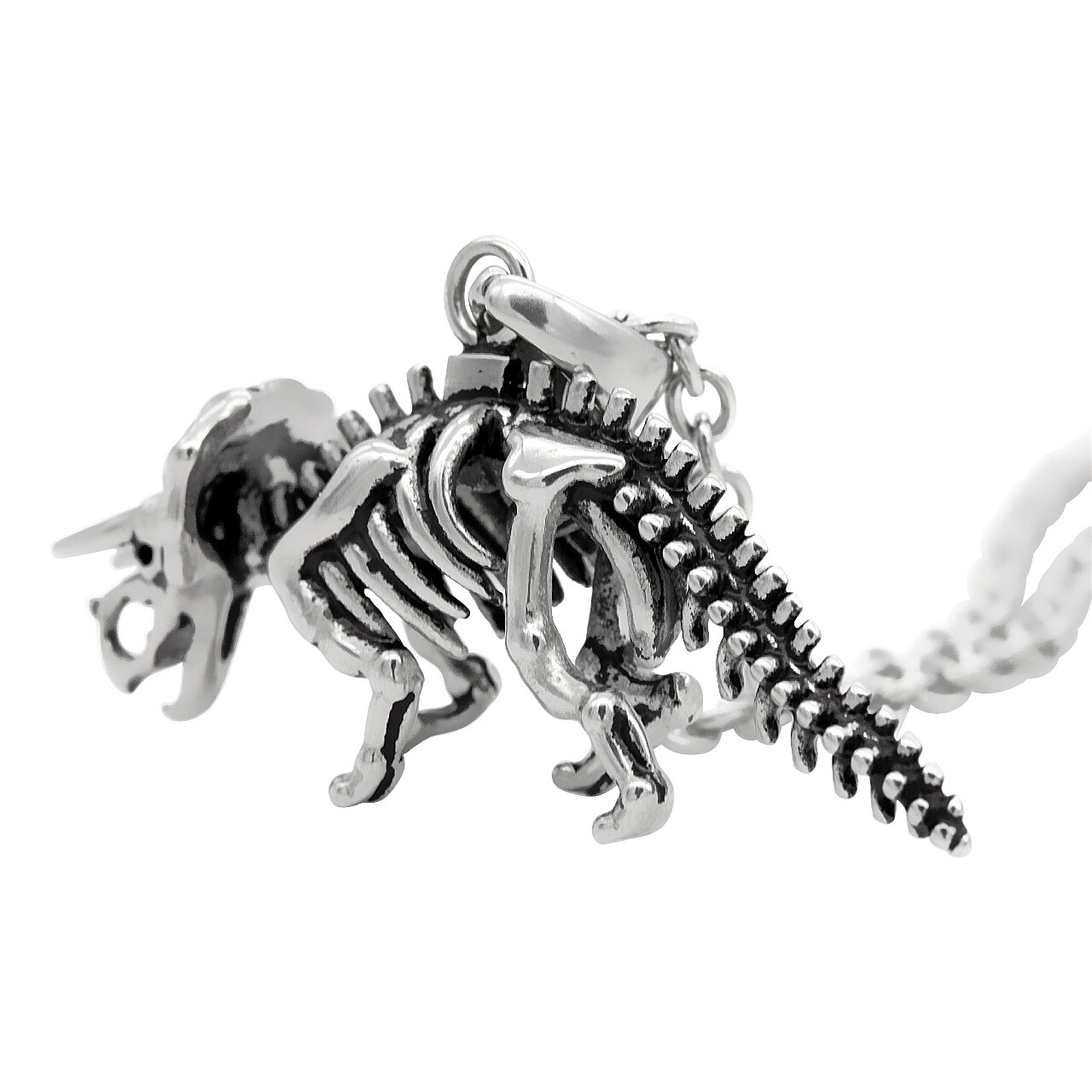 DINOSAUR NECKLACE TRICERATOPS SKELETON stainless steel pendant BY CONTROSE